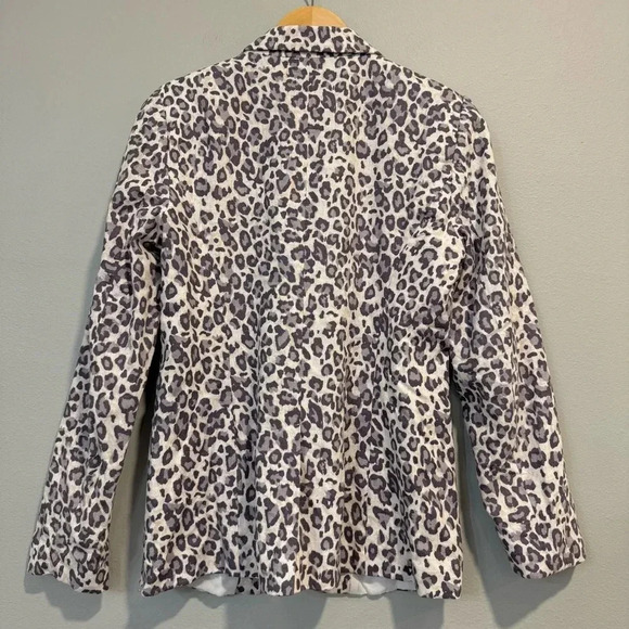 Rachel Zoe Open Front Blazer Animal Print Linen Cotton Office Work M - Picture 2 of 7